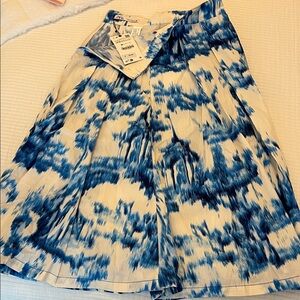 Zara Abstract Blue and White A-Line Skirt